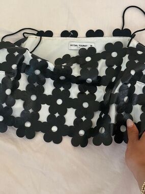 Hollister Black Floral Cutout Tank Top